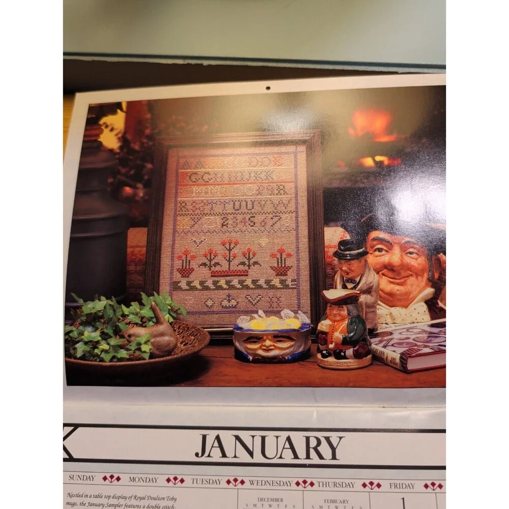 Assorted Vintage Cross Stitch Samplers + Year in Samplers Calendar, 1988